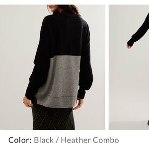 Free People Black and Gray Cowl Neck Sweater oversized cashmere
